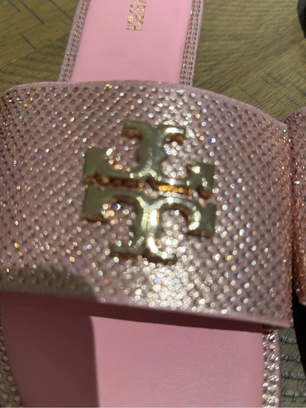 Tory Burch Pink Crystal Slide Sandals